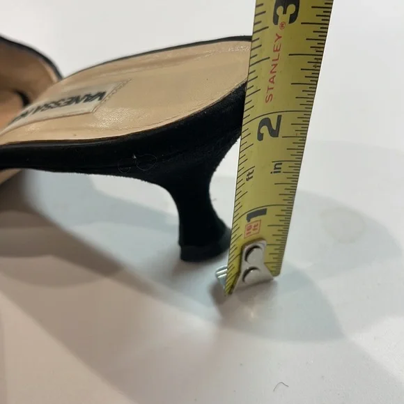 Vanessa Noel Black Suede Kitten Heel Mules - Picture 13 of 13